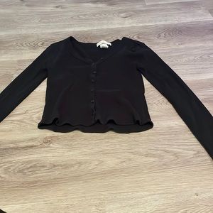 crop black long black tee